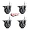 Service Caster 4'' Maroon Poly Swivel 7/16'' Grip Ring Stem Caster Set with Brake, 4PK SCC-GR20S414-PPUB-MRN-PLB-716138-4 - alternate 2